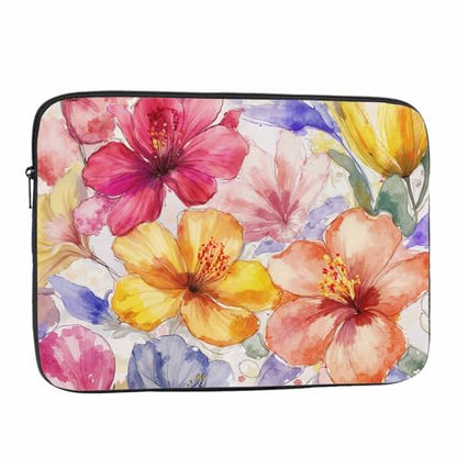 Laptop Sleeve Bag 15.4 15.6 Inch,Watercolor Magnolia Hibiscus Orchid Flowers Protective Polyester Computer Cases Laptop Cover Briefcase Bag Tablet Travel Cover - color: LPS-008