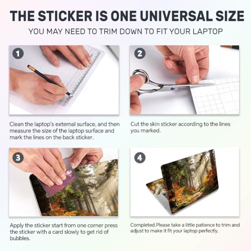 3Pcs Forest Laptop Skin Sticker Scenery Sunlight Universal Removable Vinyl Stickers Fits for 12.1 13 14 15.6 16 Inch Waterproof Notebook Decal Cover Gift - color: Yellow