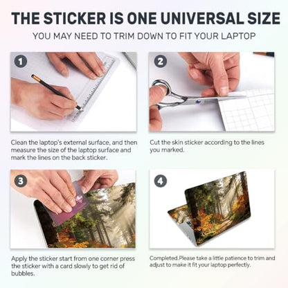 3Pcs Forest Laptop Skin Sticker Scenery Sunlight Universal Removable Vinyl Stickers Fits for 12.1 13 14 15.6 16 Inch Waterproof Notebook Decal Cover Gift - color: Yellow