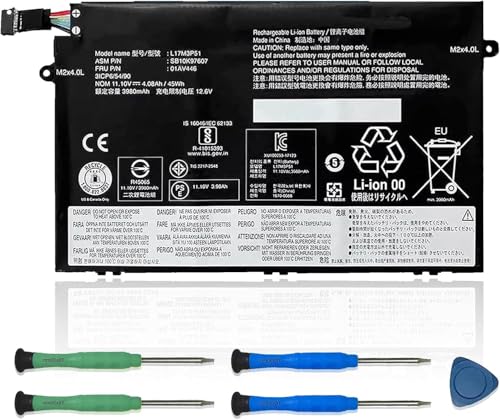 L17M3P51 01AV446 Laptop Battery 11.1V Replacement for Lenovo ThinkPad E480 E485 E495 E580 E585 Series Notebook SB10K97607 L17C3P51 SB10K97609 01AV448 L17M3P52 01AV447 L17L3P51 01AV445 - size: 6.54*3.74*0.24 inch L17M3P51