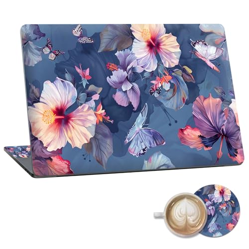 Laptop Skin Sticker Decal 15.6 Inch,12 13 13.3 14 15 15.6 in Laptop Netbook Skins for Notebook,Art Decal Removable Waterproof Scratch Resistant,Universal Vinyl Cover,Blooming Hibiscus - color: Blooming Hibiscus