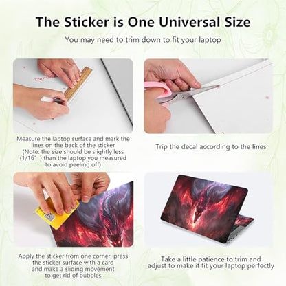 Laptop Skin Sticker Decal, Universal Reusable Vinyl Laptop Cover for 12" 13" 13.3" 14" 15" 15.4" 15.6" Notebook PC, Waterproof Scratch-Resistant with 2 Wrist Pads, Easy to Apply & Remove,I Dragon - color: I Dragon