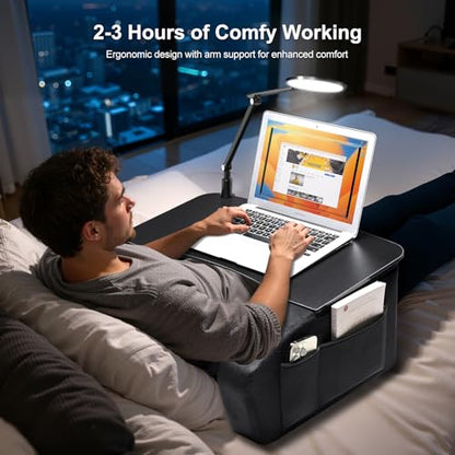 OPTIXCELL Lap Desk for Adults with Arm Rests,Ergonomic Laptop Pillow Stand for Bed,Couch,Floor - color: Black