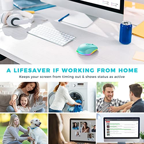 PEIOUS Wireless Mouse, Mouse Jiggler - LED Wireless Mice with Build-in Mouse Jiggler Mover, Rechargeable Moving Mouse for Computer with Undetectable Random Movement Keeps Computer Awake - Green - color: Mint Green