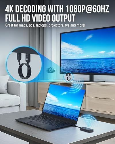 SABRENT Wireless HDMI USB-C Screen Mirroring Kit, 1080p (DA-TCHR) | Transmitter & receiver; 1080p@60Hz; plug and play; USB-C to HDMI; laptop/phone to TV - style: Wireless USB-C HDMI Kit