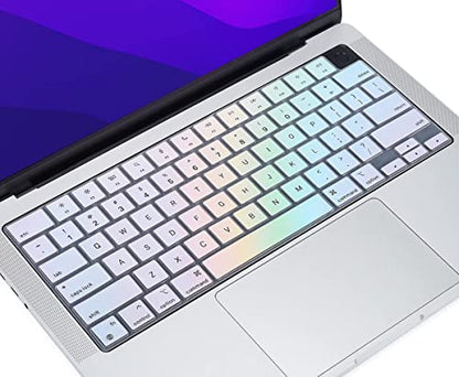 CaseBuy Keyboard Cover for 2026-2023 MacBook Air 15 & 13.6 M5 M4 M3 M2 A3448 A3241 A3114 A2941 A3449 A2681 A3113 A3240, 2026-2021 MacBook Pro 14 & 16 M5-M1 Pro/Max A3426 A3427 A3428 A3429(Touch ID) - color: Rainbow, size: MacBook Pro 14/16 Inch