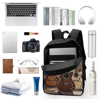 17-Inch Laptop Backpack Water-Resistant Collection Guitar Daypack with Shoulder Strap Lightweight Casual Rucksack for Travel Commuter Hiking Outdoor Activities 20l Black