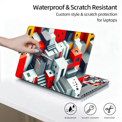 Universal Laptop Skin Sticker Decal, 12"-15.6" Aesthetic Vinyl Wrap, Geometric 3D Cubes Abstract Waterproof Notebook Cover Art Protector for MacBook HP Dell Lenovo, Fits 13" 14" 15" 15.6" - color: Geometric 3D Cubes Abstract