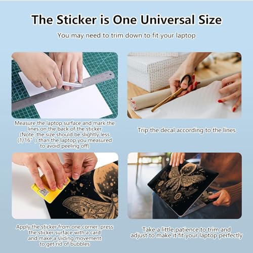 Universal Laptop Skin Sticker with 2 Wrist Pad Skins, Waterproof Scratch Resistant Vinyl Laptop Cover Decal, Cut to Fit for 11–15.6 Inch MacBook HP Dell Lenovo, Goth Moth - color: Goth Moth