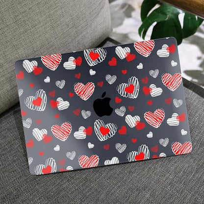 MEEgoodo for M2 MacBook Pro 13 inch Case 2022 2021 2020,Crystal Cover Fit Model A2338 M2/M1 A2251 A2289,Clear Case for 13.3-inch Laptop,Hard Shell for MacBook Pro M2, Red & White Hearts - color: Red & White Hearts