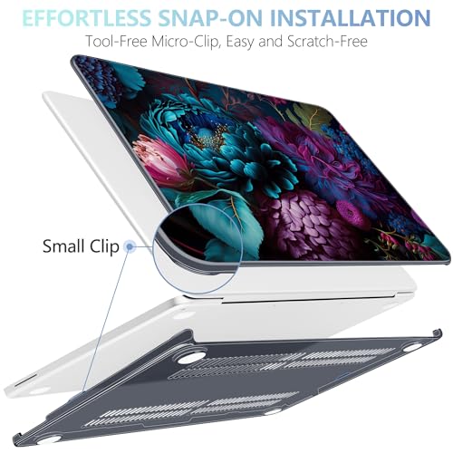 MEEgoodo Printed Case for New MacBook Neo 13 inch 2026 Release(Fit Model A3404), Laptop Hard Shell Cases with Keyboard Skin & Screen Protector & Webcam Covers, Beautiful Fantasy Flower - color: Beautiful Fantasy Flower