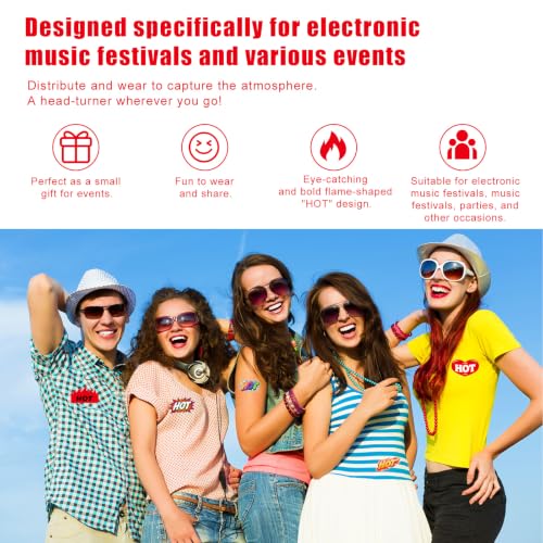 500pcs Rave Hot Stickers, HOT Theme Stickers (10 Styles) | Bold Flamed Shaped Stickers Labels for Rave Music Festivals Home Party & Food Labeling Restaurant Stores Supplies