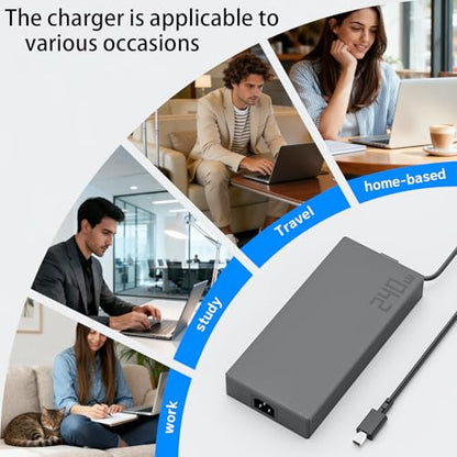 240W 20V 12A Laptop Charger for ASUS Rog Zephyrus G14 G16 Power Supply Cord | GU605 GA605 GA403 Flow Z13 GZ302 TUF A14 A16 A18 FA401 Gaming V16 V3607 ProArt PX13 P16 Rectangle Conn Fast charging Adapter