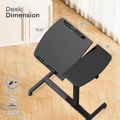 Athena Collection Adjustable Standing Desk with Wheels Overbed Table, Black | Height Adjustability(28.5"-39.5"), Smooth-rolling Casters, Rolling Lab Cart with Large Tabletop for Office, Hospital, Clinic - color: Black, size: Split Desktop