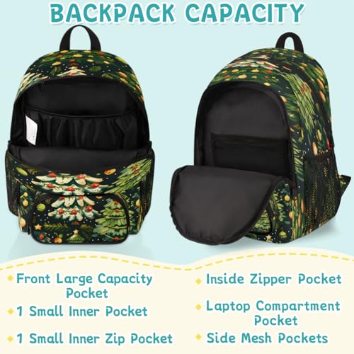 Merry Christmas Laptop Backpack for Women Men, 18.3 Inch Travel Work Backpacks, Christmas Tree Waterproof Computer Casual Daypack Nurse Teacher Bags - color: Multicolor 3