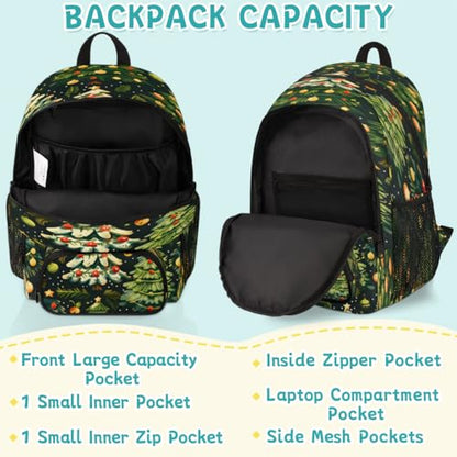Merry Christmas Laptop Backpack for Women Men, 18.3 Inch Travel Work Backpacks, Christmas Tree Waterproof Computer Casual Daypack Nurse Teacher Bags - color: Multicolor 3