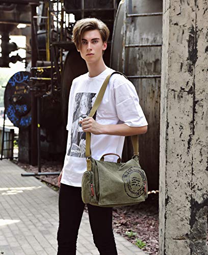 FSD.WG Satchel Messenger Bag for Men Canvas,Travel Shoulder bag 13.5" Laptop Bags - color: Green