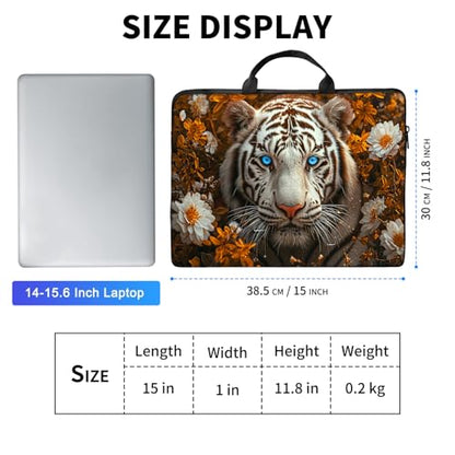 Laptop Bag,14 15 15.6 inch Laptop Case Sleeve,Computer Sleeve with Handle for Women Men,Carrying Case for MacBook,Dell,Lenovo,Notebook Computer,White Tiger Flower - color: White Tiger Flower