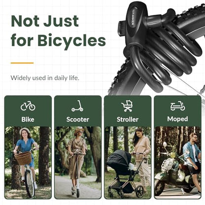 Titanker Bike Lock, 1/2 Inch Thick Bike Lock Cable Coiled Secure Bicycle Lock with Keys Scooter Lock Bike Locks Heavy Duty Anti Theft Bike Cable Lock with Mounting Bracket (4Feet, 6 Feet) - style: Matte Black-6Feet
