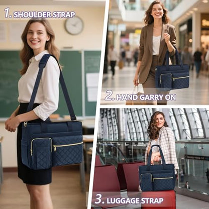 SDYSM Teacher Tote Bag 15.6 inch Laptop Bag Work Bags for Women Nurse Tote Professional Computer Messenger Shoulder Bags Laptop Briefcase for Office, College, Nursing, Dark Blue - color: Dark Blue