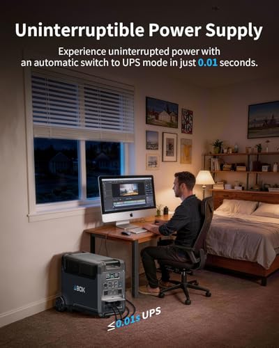 ABOK Ark3600 Portable Power Station with Extra Battery, up to 11520Wh | 3840Wh LiFePO4 Battery, 3H Fast Charge, 3600W Solar Generator for Home Backup, Hurricane, Camping, RV - style: Ark3600+ Extra Battery