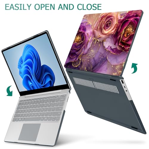 Mektron Surface Laptop Go 12.4 inch Case Compatible with Go 3/2/1 Microsoft Surface Laptop 12.4" Cover 2023-2020 Releases Model 1943/2013 Plastic Hard Shell Case with Screen Protector, Marble Flowers - color: Marble Flowers