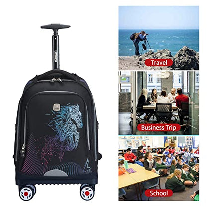 Rolling Backpack with Wheels for Travel, Roller Backpack for Women, Wheeled Laptop Bag Fits 15.6 Inch Notebook - color: Horse