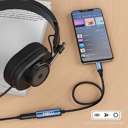 MillSO USB Type C to 1/4 Headphone Adapter TRS 6.35mm Female to USB C Aux Audio Adapter Stereo Jack Adapter for Amplifiers, Mixer, Home Theater, Smartphones, Laptop, 6.35mm Headphones - style: USB-C Male to 1/4 Female