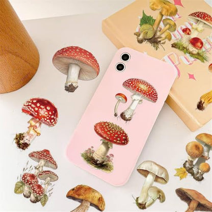 Clear Mushroom Stickers,50PCS Cute Mushroom Scrapbook Stickers for Journaling, Junk Journal, Water Bottles, Phone Cases, Laptops, Waterproof Transparent Scrapbook Supplies(colourful-B10) - color: Colourful-b10