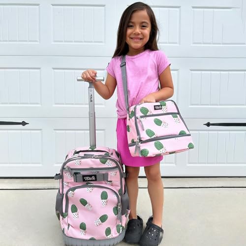 Tilami Rolling Backpack 18 inch Wheeled Backpack School College Student Travel Trip Boys and Girls - color: Cactus