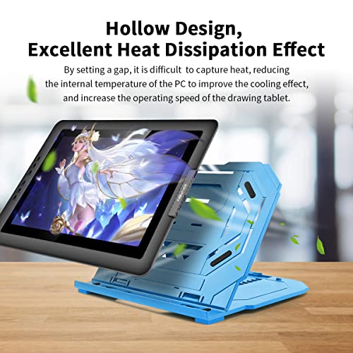 Drawing Tablet Stand, Laptop Foldable Stand for Tablet Display, 9 Levels Adjustable Angles with a Built-in Phone Holder, for 12-17 inch Drawing Tablet, Smartphones - color: Blue