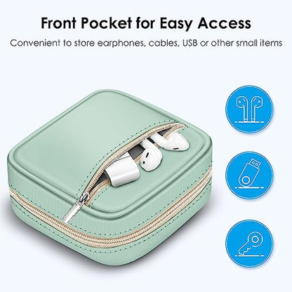 FINPAC 13-inch Hard Laptop Sleeve Case + Charger Case Small Electronic Organizer Bag Light Green