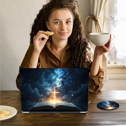 Laptop Skin Sticker Decal 15.6 Inch,12 13 13.3 14 15 15.6 in Laptop Netbook Skins for Notebook,Art Decal Removable Waterproof Scratch Resistant,Universal Vinyl Cover,Cross Book Sky - color: Cross Book Sky