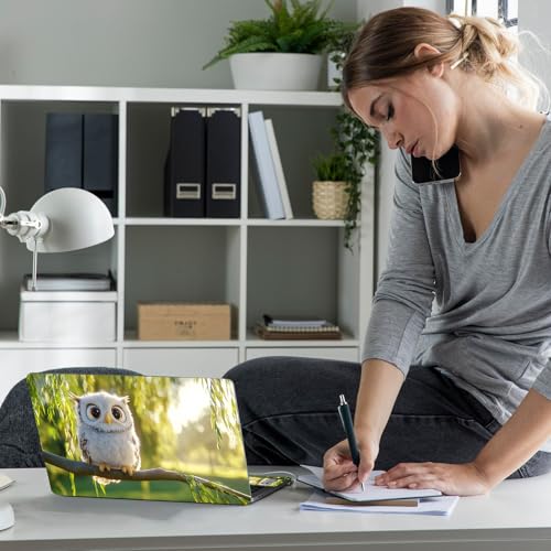 Laptop Skin Sticker Decal 12" 13" 13.3" 14" 15" 15.6",Waterproof Scratch Resistant Vinyl,Reusable Easy to Apply,for MacBook HP Dell Notebooks Netbooks Laptop,2 Wrist Pads,Cute Owl Tree - color: Cute Owl Tree