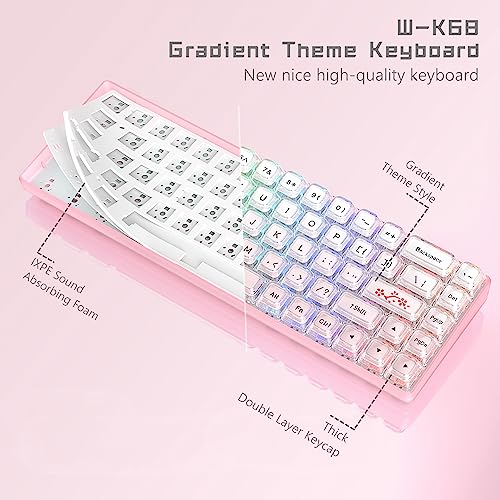 Womier 60% Keyboard Gaming Pink - Wired Pink Creamy Mechanical Keyboard | Hot-Swappable RGB Custom Mini Key board with Arrow Keys/Software Supported, Prelubrication Linear Switch (WK68-Pink) - color: WK68-Pink