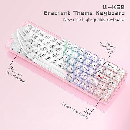 Womier 60% Keyboard Gaming Pink - Wired Pink Creamy Mechanical Keyboard | Hot-Swappable RGB Custom Mini Key board with Arrow Keys/Software Supported, Prelubrication Linear Switch (WK68-Pink) - color: WK68-Pink