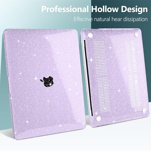 for MacBook Pro 13 inch Case 2023 2022 2021 2020 Release Model A2338 M2/M1 A2289 A2251 with Touch Bar & Touch ID, Glitter Bling Plastic Hard Shell Case & Keyboard Cover, Star Purple - color: Star Purple