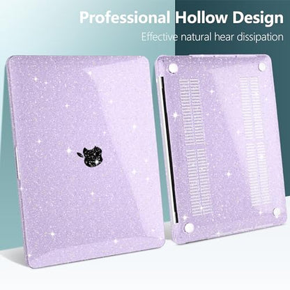 for MacBook Pro 13 inch Case 2023 2022 2021 2020 Release Model A2338 M2/M1 A2289 A2251 with Touch Bar & Touch ID, Glitter Bling Plastic Hard Shell Case & Keyboard Cover, Star Purple - color: Star Purple