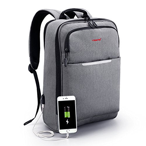 Slim Business Lightweight Laptop Backpack for Women Men with USB Charging Port, College Computer Backpack Fit Up to 13 14 Inch Macbook & Laptops