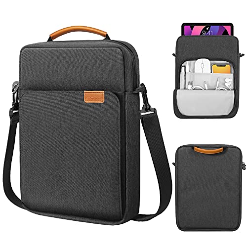 MoKo 9-11 Inch Tablet Sleeve Bag Handle Carrying Case with Shoulder Strap | Fits iPad Pro/Air/A16 11-inch, iPad 10th 10.9, iPad 9/8/7th 10.2, iPadAir 5/4th 10.9 and Tab S8/S9 11-inch, Black & Gray - color: Black & Gray, size: 9-11 inch