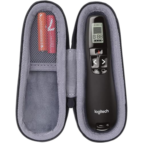 co2CREA Hard Case for Logitech Presenter R800 | Presentation Remote Compatibility, Wireless Presenter Storage, Clicker Organization, Pointer Protection - color: Black Case + Inner Grey, size: for R800 Clicker