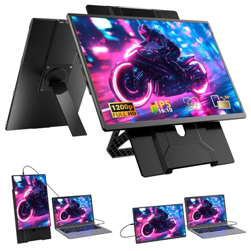Ygretyrjh 16" Laptop Screen Extender, 1080P FHD Dual Portable Monitor for Laptop with Speaker, Plug & Play Travel Monitor for 13-17" Laptops, Second Screen Compatible with Wins/Mac/Chrome/Android - size: 16" Single Screen