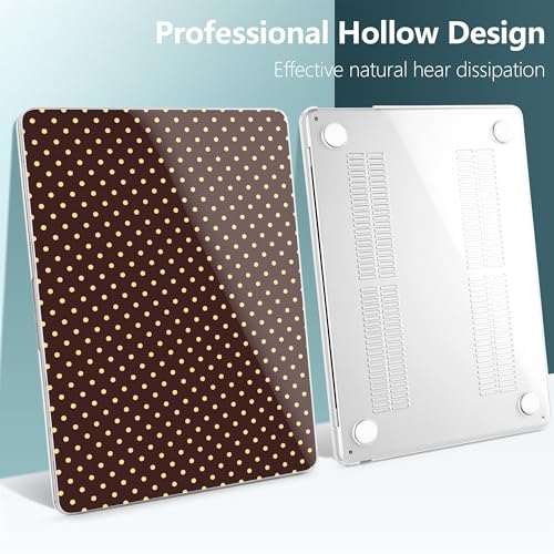 for MacBook Air 13 Inch (13.6 Inch) Case, M5/M4/M3/M2 Chip 2026 2025 2024 2023 2022, Hard Plastic Printed Cover with Screen Protector & Keyboard Cover & Dust Plugs, Brown Polka Dots - color: Brown Polka Dots