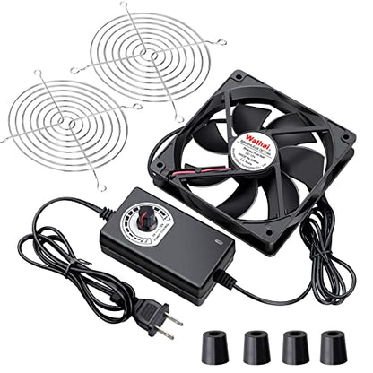 Wathai 120mm x 25mm AC Powered Computer Fan AC 110V 120V Speed Controller | Dual Ball 3000RPM High Speed Fan Variable Speed Controller for Biltong Box Greenhouse Receiver Amplifier Xbox DVR Cooling - size: 120mm