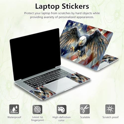 Laptop Skin Sticker Decal, Universal Reusable Vinyl Laptop Cover for 12" 13" 13.3" 14" 15" 15.4" 15.6" Notebook PC, Reusable Waterproof Scratch-Resistant with 2 Wrist Pads,Eagle American Flag - color: Eagle American Flag