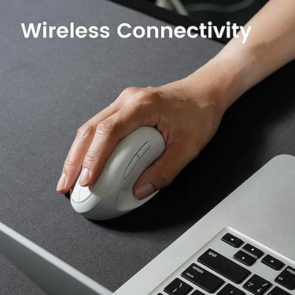 Perixx PERIMICE-719W Wireless Portable Vertical Mouse - Silent Clicks - Right-Handed Design - White - style: Wireless White