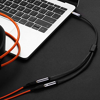 DUKABEL Long Headsets Splitter Adapter, Mic and Audio Y Cable - 4 Feet/1.2m | Separate Headphone and Microphone, 24K Gold-Plated Connector, Compatible with PS5, Xbox One Controller, Smartphone, PC - size: 120 cm
