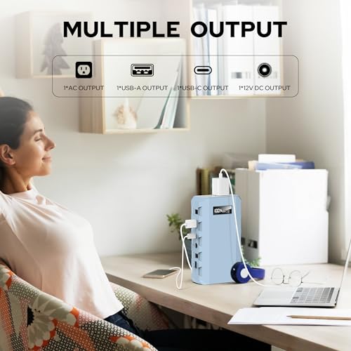 SinKeu Portable Power Bank with AC Outlet, 65W/110V Portable Laptop Charger, 88.8Wh/24000mAh Portable Charger with Outlet, Laptop Power Bank Fast Charging for Camping Home Emergency