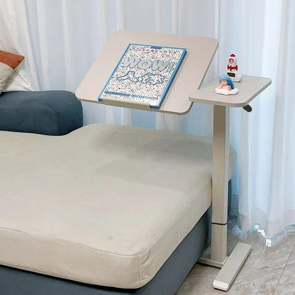 Foldable Bedside Table, Height Adjustable Overbed Bedside Desk Mobile Rolling Laptop Stand Tilting Sofa Side Table with Wheels, Folding Tray Tables for Laptop Bed Couch, Gift for Family, White-1 - color: White-1