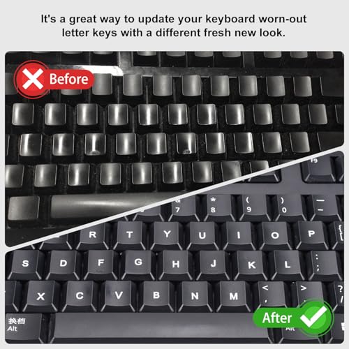 2PCS English Keyboard Letter Stickers - 3D Keyboard Letters Replacement Stickers English for Computer Laptop Desktop Keyboards, Borderless Alphabet Characters, Only Letter Leave on Keypads - color: English Transfer Letter-White